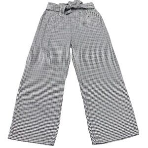 Bebop Belted Paperbag Waist High Rise Wide Leg Crop Pants Gingham Checkered  Sz7